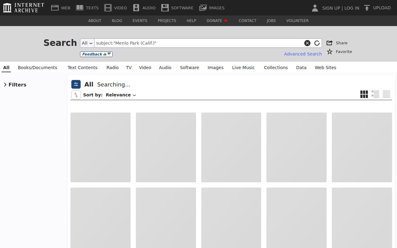 Digitized Menlo Park city directory materials in an Internet Archive search