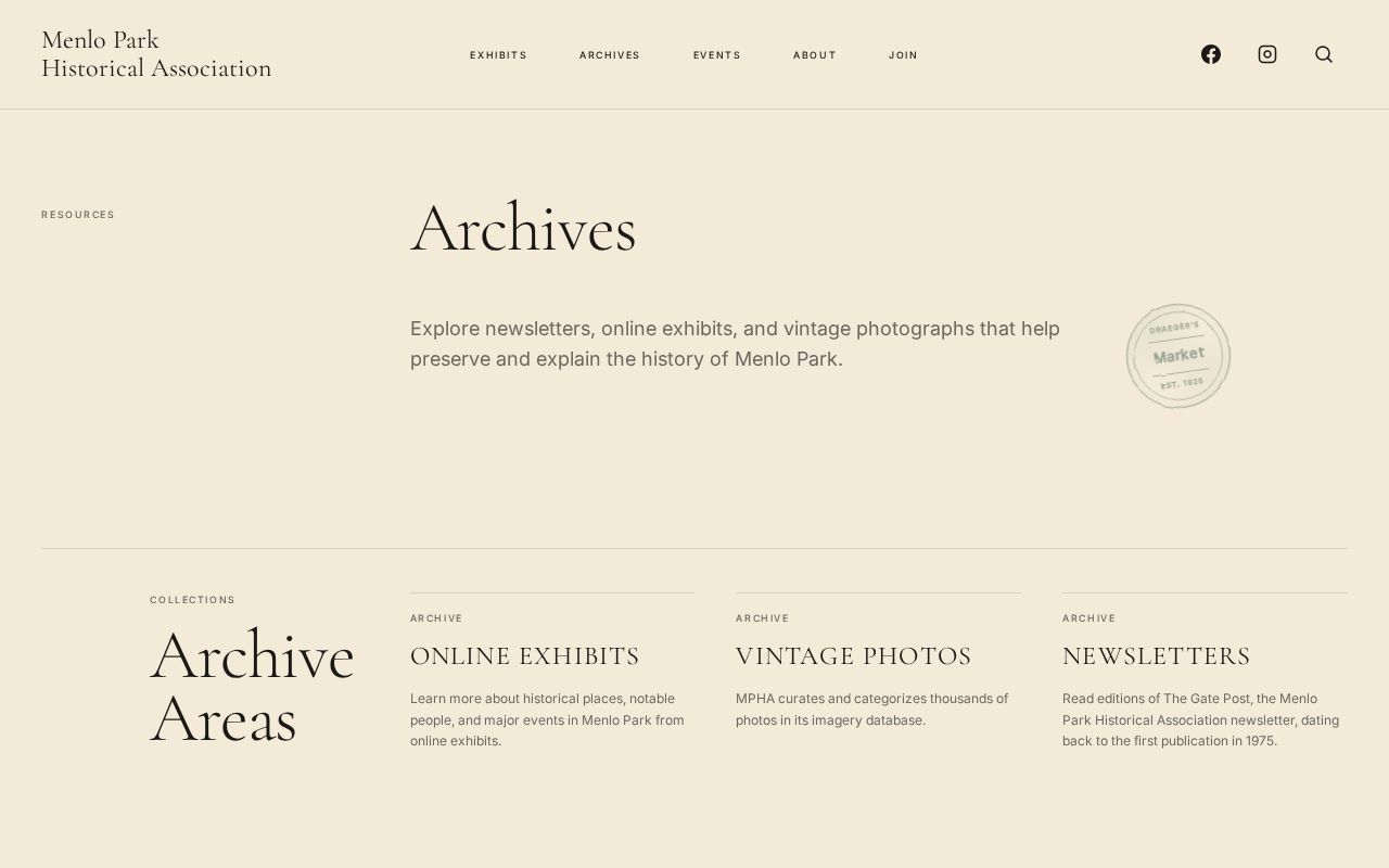 Menlo Park Historical Association Merrill History Room archive for city directory research
