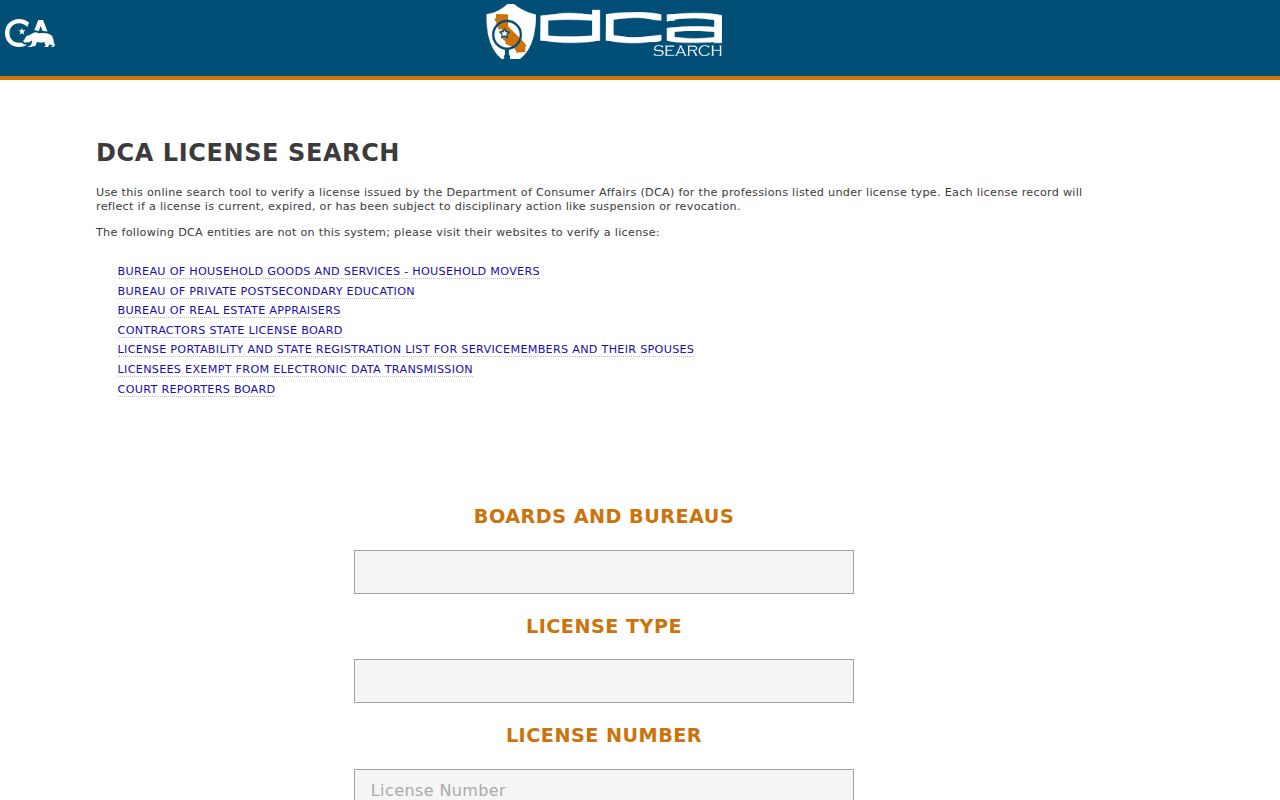 Menlo Park residents directory reference to California professional license search