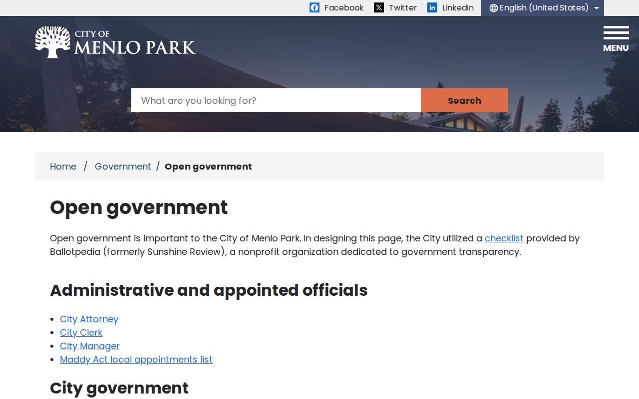 Menlo Park residents directory public records reference