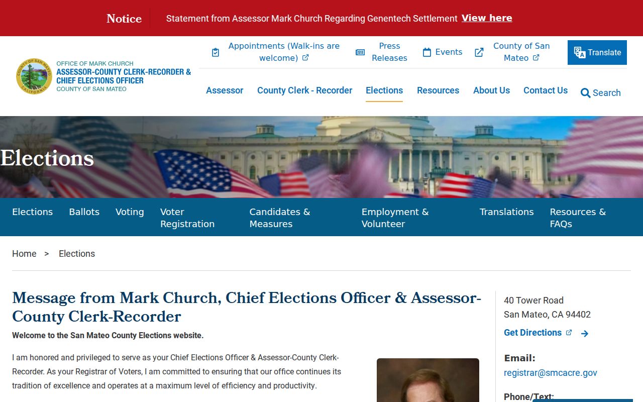 Menlo Park residents directory reference to San Mateo County election lookup