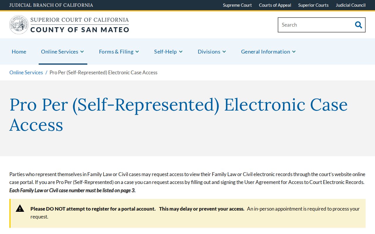 Menlo Park resident lookup electronic civil and family case access
