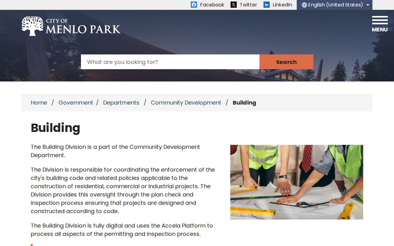 Menlo Park street directory Building Division permit records