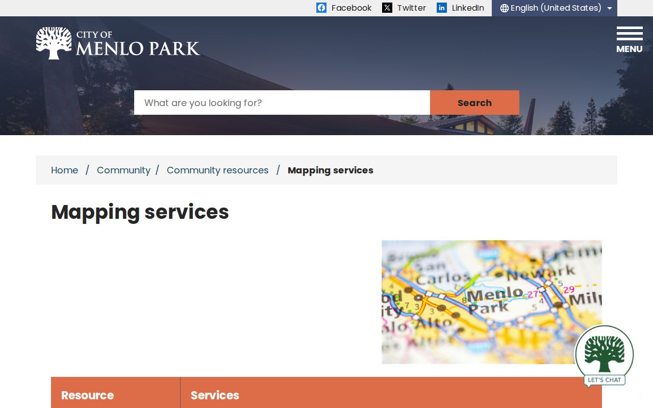 Menlo Park street directory city GIS parcel map by address