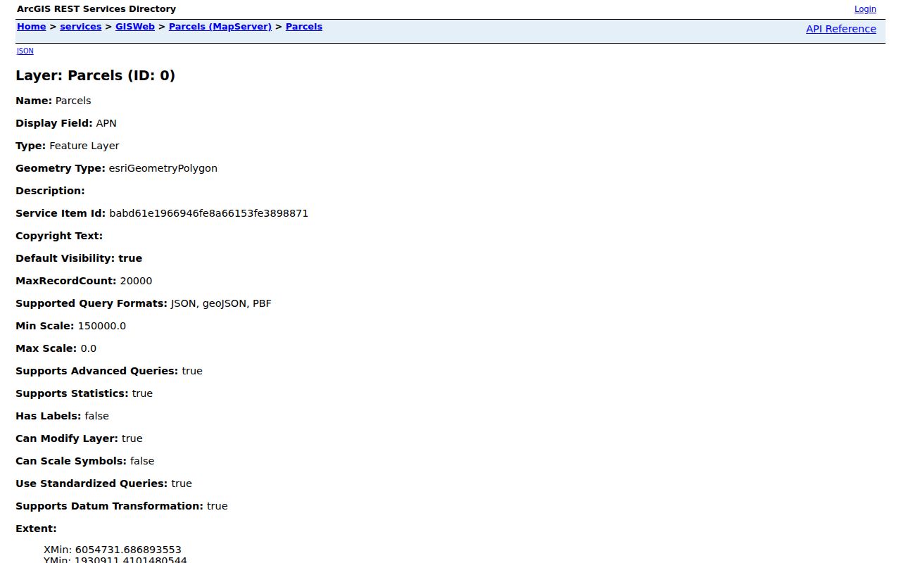 Menlo Park street directory public parcel layer fields and APN